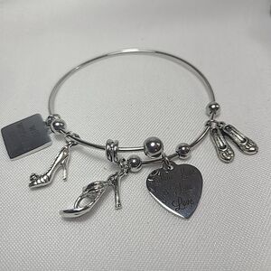 Wire Bangle Charm Bracelet Shoes Theme